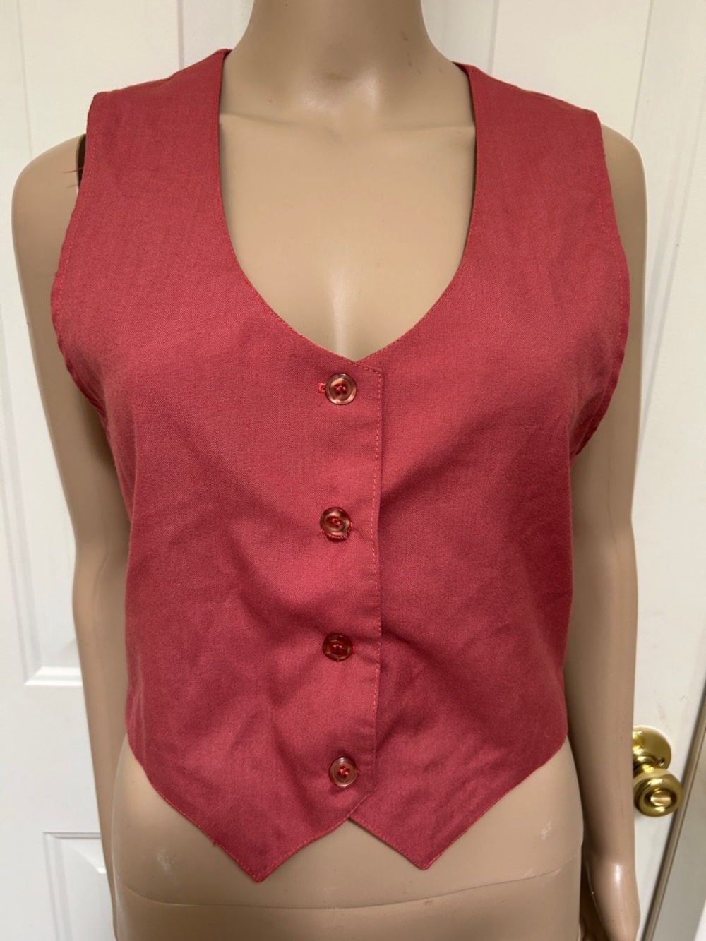 Vintage 80s Diane Von Furstenberg Brick Pink Button-Front Vest
